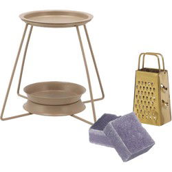 Amberblokjes/geurblokjes cadeauset - lavendel - inclusief geurbrander en mini rasp - Geurbranders