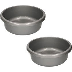 2x stuks kunststof afwasbak / afwasteiltje grijs 9 liter - Afwasbak
