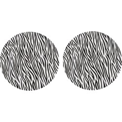 4x Ronde kerstdiner/diner onderborden zebraprint 33 cm - Onderborden