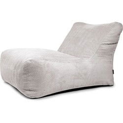 Nordura Lounge: loungekussen/ zitzak rib wit/grijs 130 cm - met vulling - binnen & buiten