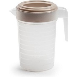 Waterkan/sapkan transparant/taupe met deksel 1 liter kunststof - Schenkkannen