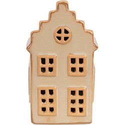 Clayre & Eef Decoratie Huis met LED 6x6x11 cm Beige Porselein