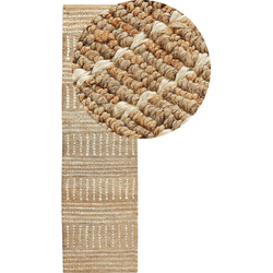 KAMBERLI - Laagpolig vloerkleed - Lichtbeige - 80 x 300 cm - Jute
