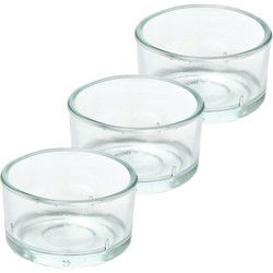 3x Glazen kaarsenhouders voor theelichtjes/waxinelichtjes 4,2 x 3 cm - Waxinelichtjeshouders