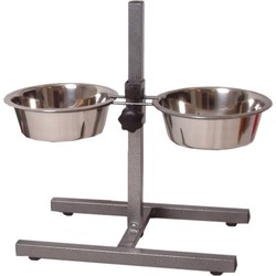 Honden/huisdieren voederbak en drinkbak H standaard 28 cm RVS - Dieren drinkbak