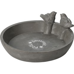 Pro Garden Vogelbad/voederschaal - grijs - mineraal - D23 x H6,5 cm - drinkschaal voor tuinvogels - Vogelvoederschalen