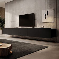 Meubella - TV-Meubel Calabas - Mat Zwart - 300 cm