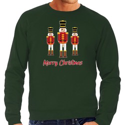 Bellatio Decorations foute kersttrui/sweater heren - Notenkrakers - groen - piemel/penis S - kerst truien