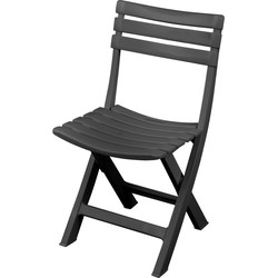 Sunnydays Klapstoel voor buiten/binnen - donkergrijs - 41 x 79 cm - stevig kunststof - Bijzet stoelen - Klapstoelen