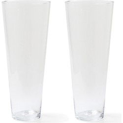 Set van 2x stuks conische bloemenvaas/bloemenvazen 17 x 40 cm transparant glas - Vazen
