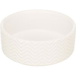 TRIXIE VOERBAK / DRINKBAK WAVE KERAMIEK WIT 20 CM 1,6 LTR