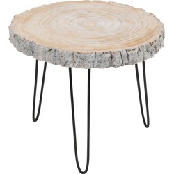 J-line - Bijzettafel Paulownia Hout/ijzer Grey Wash Small - 47x42x40cm