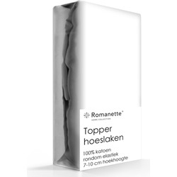 Topper Hoeslaken Katoen Romanette Wit-160 x 200 cm
