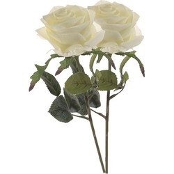 2 x Kunstbloemen steelbloem witte roos Simone 45 cm - Kunstbloemen