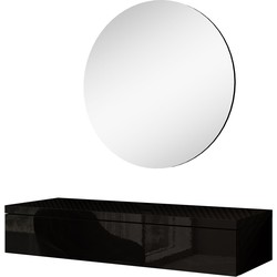 Meubella Kaptafel Amaretto - Zwart - 100 cm - Met spiegel