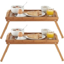 Set van 2x stuks ontbijt op bed dienbladen/tafeltjes hout 50 x 30 cm - Dienbladen