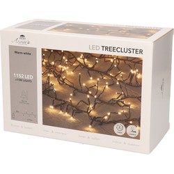 1x Clusterverlichting met timer en dimmer 1152 leds warm wit 15 m - Kerstverlichting kerstboom