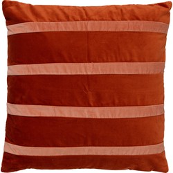 Dutch Decor PEMM - Kussenhoes velvet 45x45 cm - Potters Clay - oranje - roze streepjes - Dutch Decor