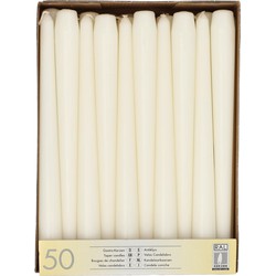 Conpax Candles Dinerkaarsen - 50x stuks - wit - 25 cm - Dinerkaarsen