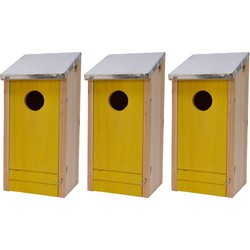 3x Gele vogelhuisjes voor kleine vogels 26 cm - Vogelhuisjes