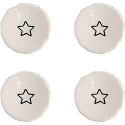 Clayre & Eef Deurknop Set van 4 Beige Keramiek Ster
