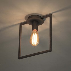 Plafondlamp Industrieel - 1 Lamp - Vierkant Frame - Grijs/Zwart