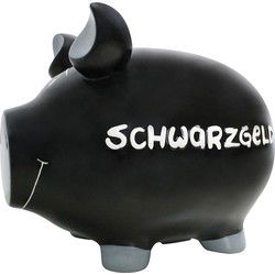 KCG Spaarvarken "Zwart geld" van keramiek, zwart/wit (B/H/D) 30x25x25cm Monsterlijk varken.