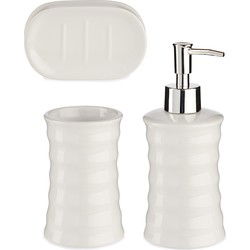 Berilo Badkameraccessoires - 3-delig - creme wit - keramiek - Badkameraccessoireset
