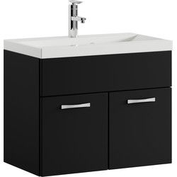Badplaats Badkamermeubel Montreal Set 01 60 x 35 cm - Zwart Mat - Badmeubel met Wastafel