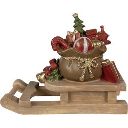 Clayre & Eef Beeld Slee 38x16x29 cm Bruin Polyresin Kerstdecoratie