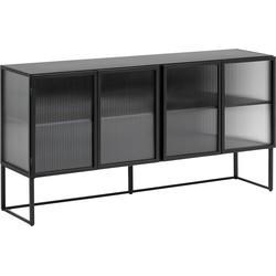 Kave Home - Trixie stalen dressoir met 4 deuren met zwart gelakte afwerking, 160 x 81 cm