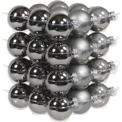 Othmar Decorations kerstballen - 36x st - grijs - D4 cm - glas - Kerstbal