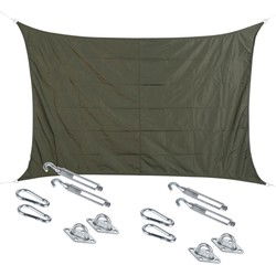 Schaduwdoek/zonnescherm Curacao rechthoekig grijs 2 x 3 meter met ophanghaken - Schaduwdoeken