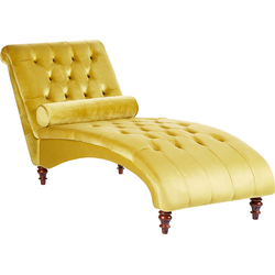 MURET - Chaise longue - Mosterdgeel - Symmetrisch - Fluweel