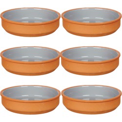 Set 16x tapas/creme brulee serveer schaaltjes terracotta/grijs 16x4 cm - Snack en tapasschalen