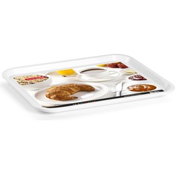 Plasticforte dienblad/serveerblad - Kunststof - 41 x 31 cm - wit - kopjes en glazen tray - Dienbladen