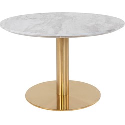 Bolzano Coffee Table - Coffee table with top in marble look and brass base Ã¸70x45cm