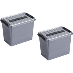 2x stuks kunststof stapelbare opbergbakken 9 liter 30,7 x 20 x 22 cm - Opbergbox