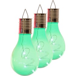 Lumineo solar tuin 10x stuks LED ophang verlichting/lampjes groen 14 x 8 cm - Buitenverlichting