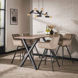 Barstoel Velvet champagne - Metaal - Draaibaar - 57x53x96cm - Set van 2