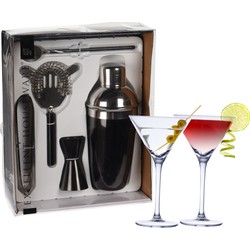 Excellent Houseware cocktails maken set 5-delig met 4x Martini glazen - Cocktailshakers