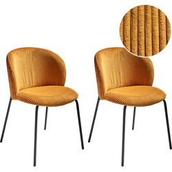 Beliani MILES - Eetkamerstoel-Oranje-Corduroy
