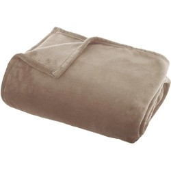 Fleece deken/fleeceplaid donker beige 130 x 180 cm polyester - Plaids