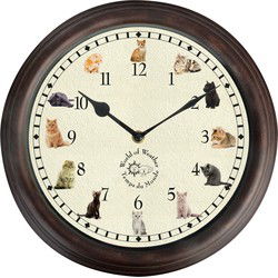 Wandklok - met katten en geluiden - 30 cm - Wandklokken