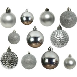 100x stuks kunststof kerstballen zilver mix 4, 5, 6, 7 en 8 cm - Kerstbal