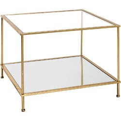 Salontafel - Vierkant tafel - Spiegel blad - Goud gelakt metaal - 60 x 60 x 45 cm