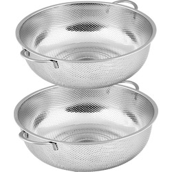 B-Home Keuken vergieten/zeef - set van 2x stuks - rvs metaal - zilver - Dia 25,5 en 31.5 cm - Keukenzeefjes