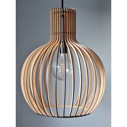 Groenovatie Lille Houten Design Hanglamp, E27 Fitting, ⌀45x54cm, Half Zwart