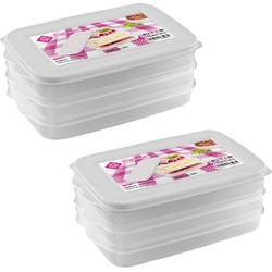 6x Vleeswaren bakjes transparant/wit 26 x 16 x 10 cm - Vershoudbakjes