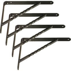 AMIG Plankdrager/steun/beugel Spiraal - 4x - metaal - zwart - H200 x B150 mm - Tot 225 kg - Plankdragers
